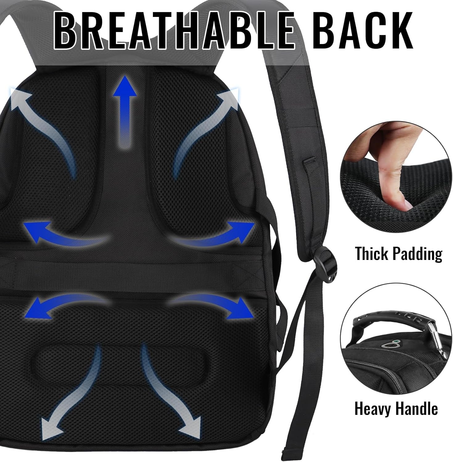 Large Backpack for Men, Extra Large Laptop Backpacks for Men Women, Water Resistant Travel Backpack Airline Approved Business Work Bag Fits 17 Inch Computer, Black