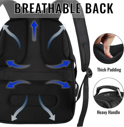 Large Backpack for Men, Extra Large Laptop Backpacks for Men Women, Water Resistant Travel Backpack Airline Approved Business Work Bag Fits 17 Inch Computer, Black